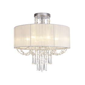 Freida Polished Chrome-White Crystal Ceiling Lights Diyas Shaded Crystal Fittings Freida Polished Chrome-White Crystal Ceiling Lights Diyas Shaded Crystal Fittings